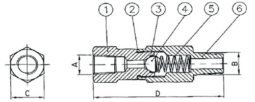 Inline Check Valve diagram